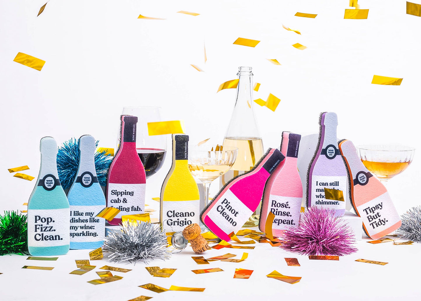 muticolored cute wine bottle shped sponges