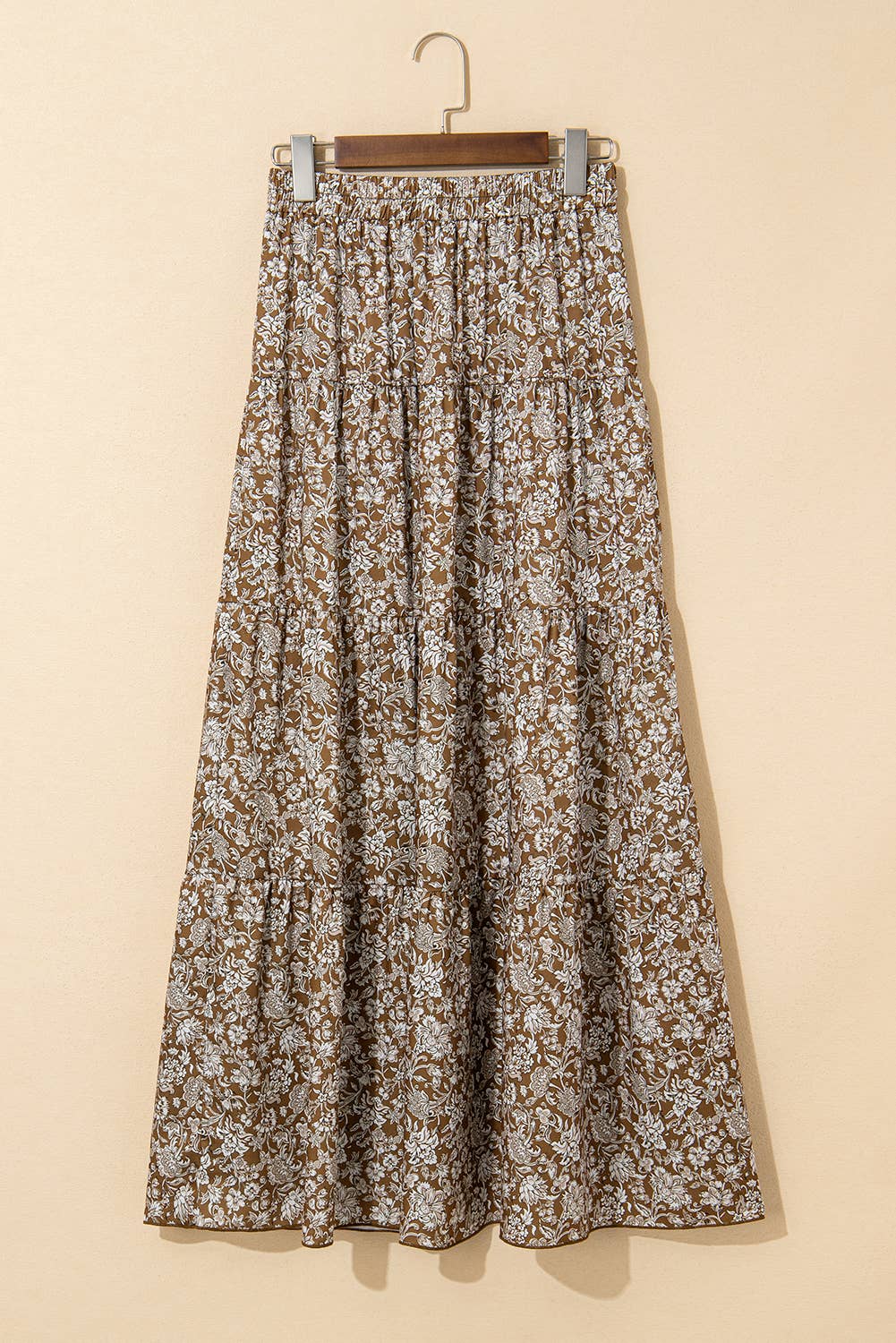 Desert Bloom Ruffle-Hem Maxi Skirt