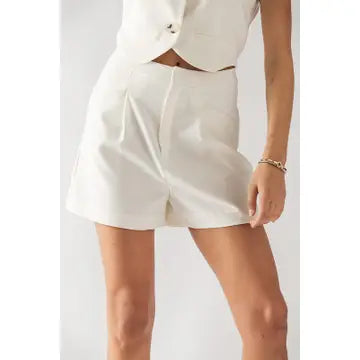 High Waist Hidden Closure Pleated Shorts Hibiscus & Vine