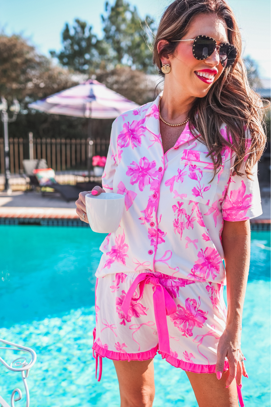 PREORDER-Blossom Tie Pajama Set, Pink