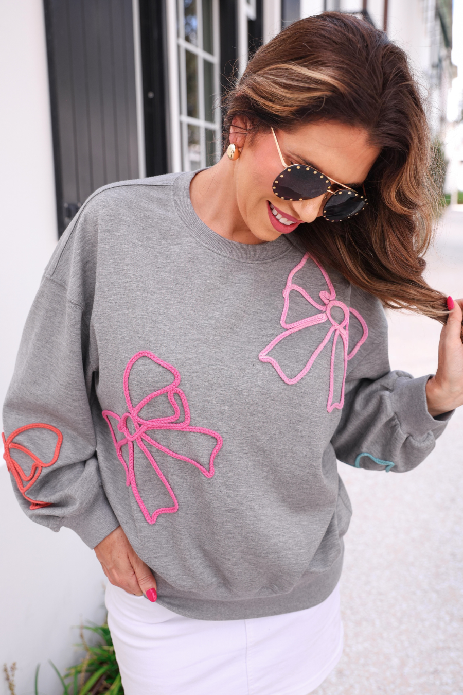 Belle Braided Bow Sweatshirt
