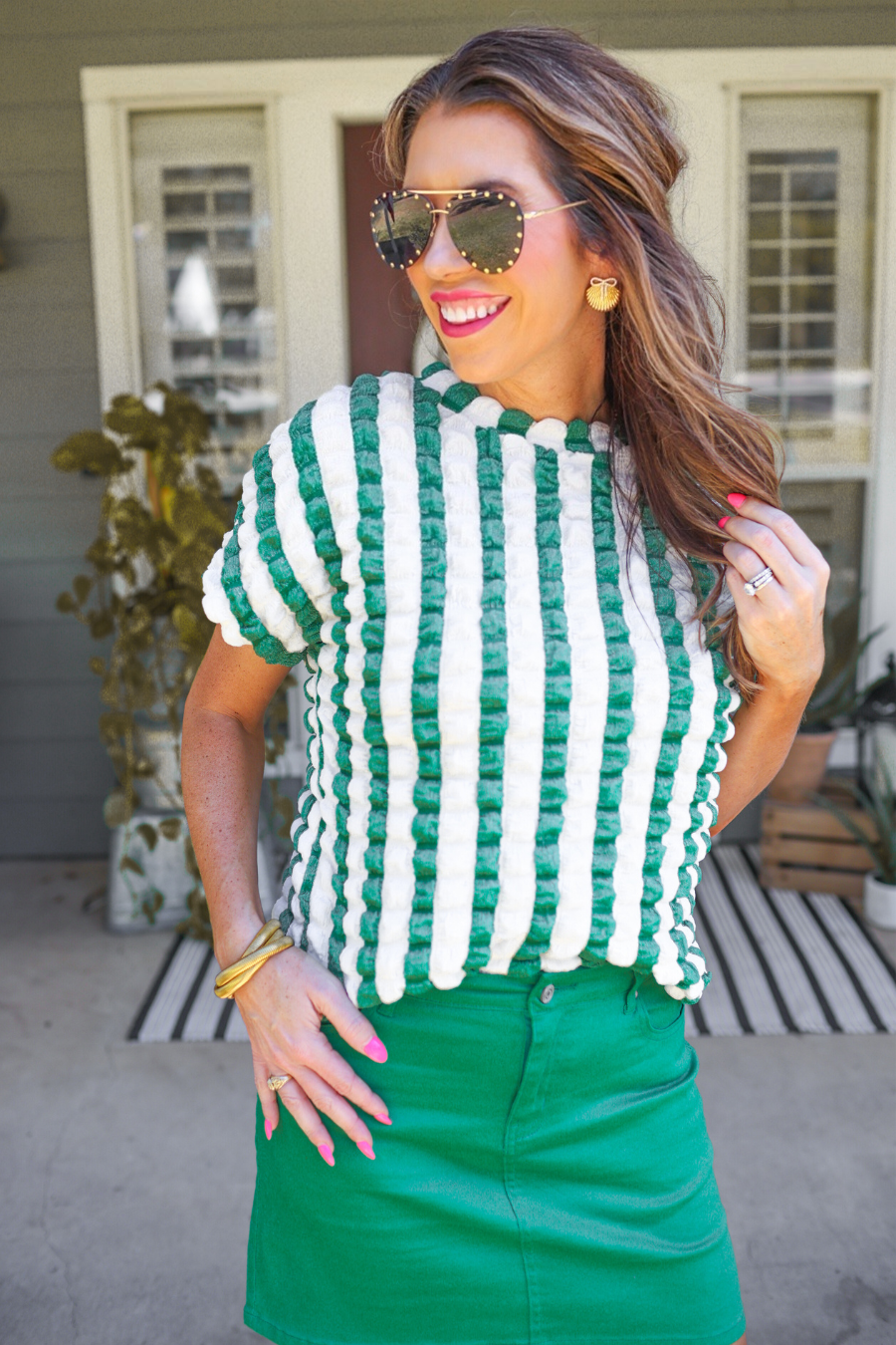 PREORDER-Bold And Bubbly Top, Green