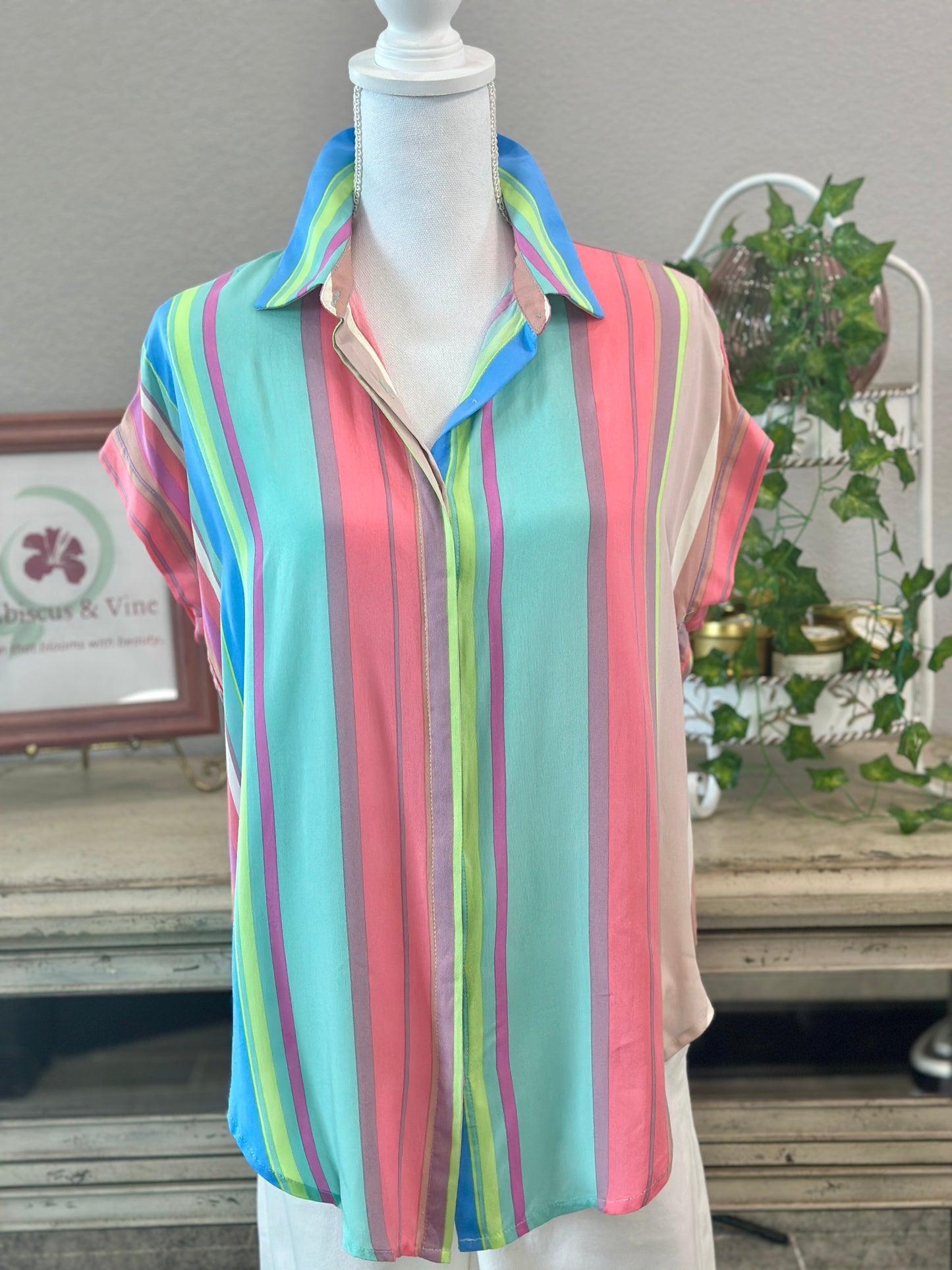 Multistrip Button Down Blueivy