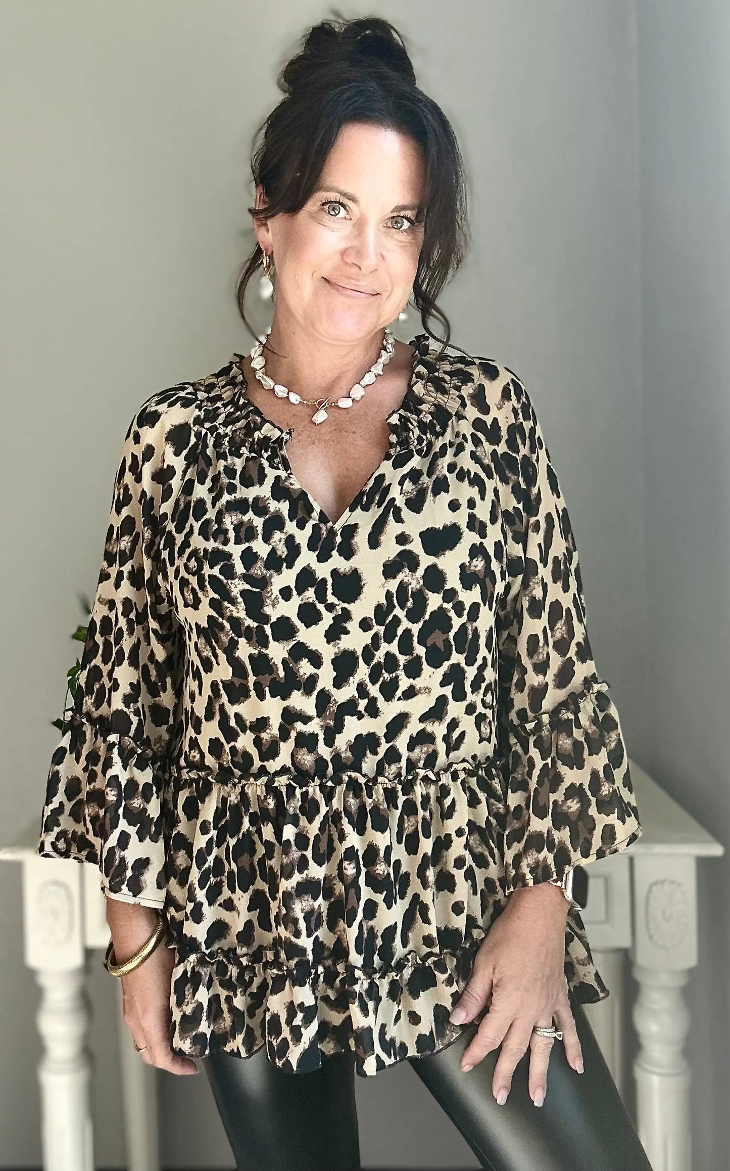 Leopard Chiffon Top My Store