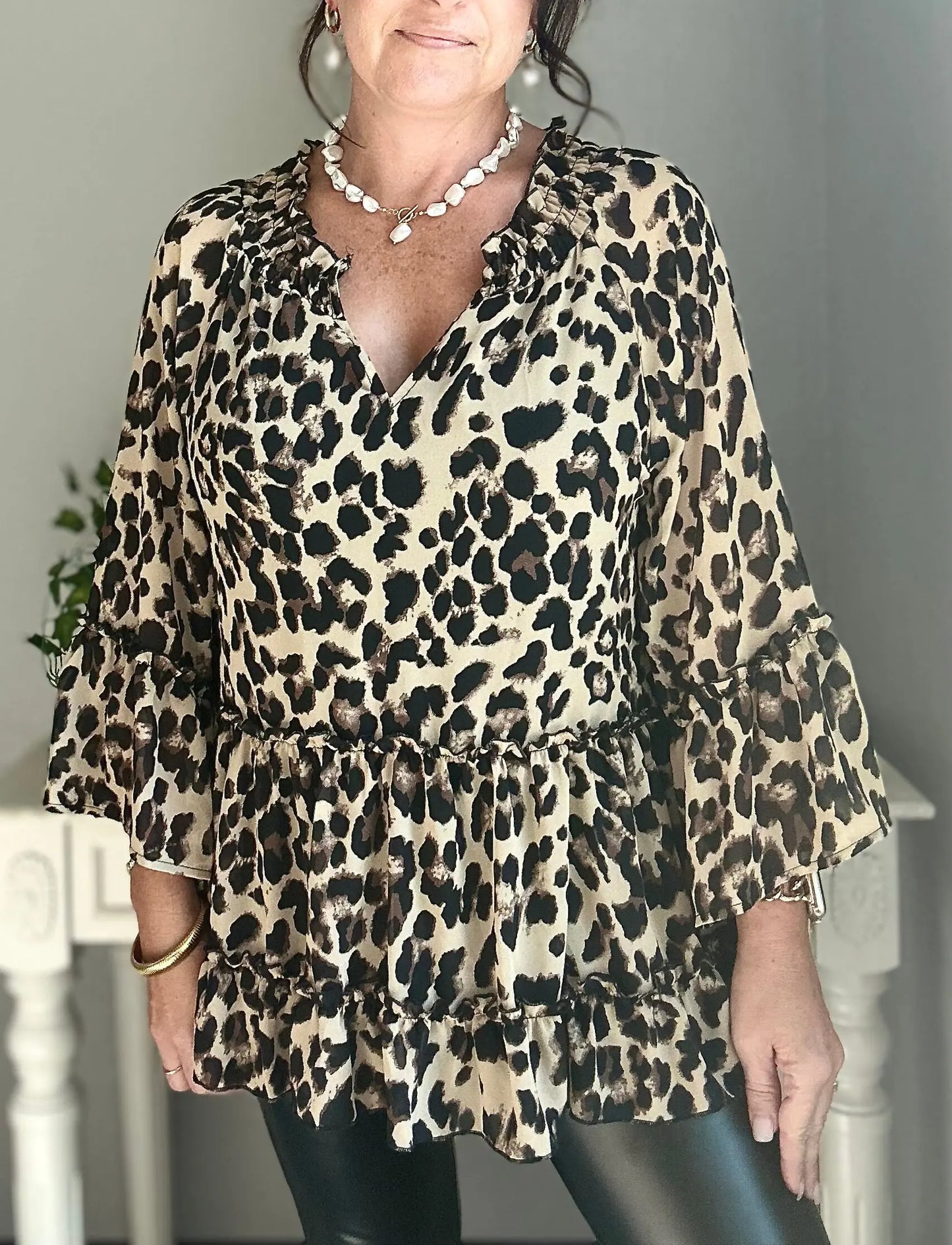 Leopard Chiffon Top My Store