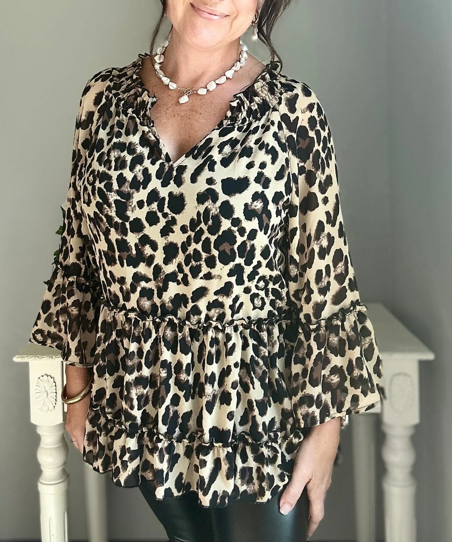Leopard Chiffon Top My Store