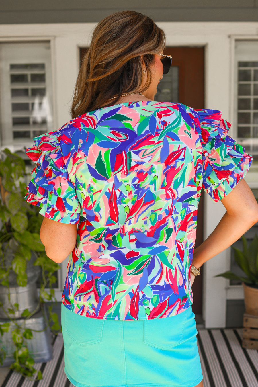 PREORDER-Talk Of The Tropics Ruffle Top