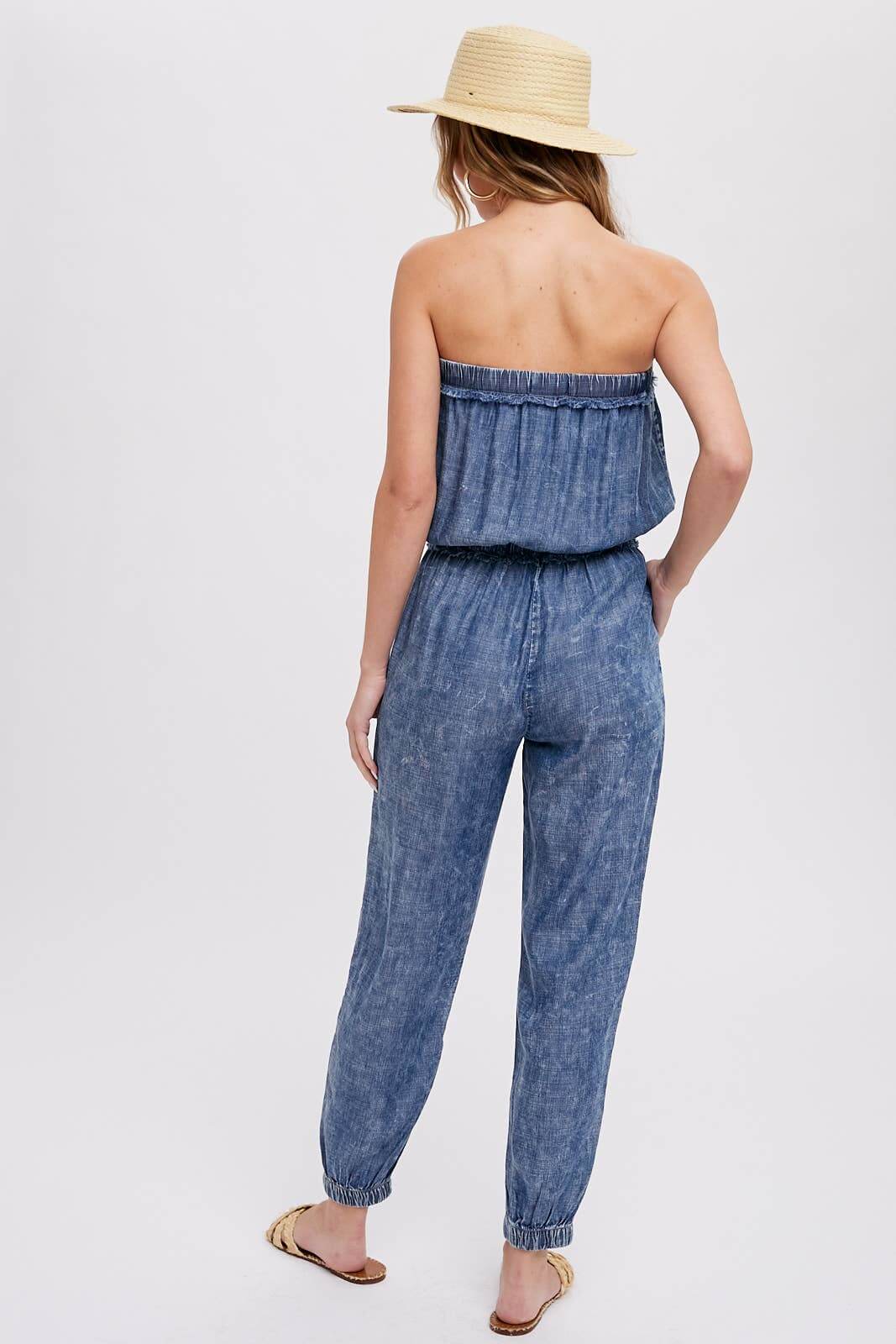 Acid Wash Tube Jumpsuit - Hibiscus & Vine