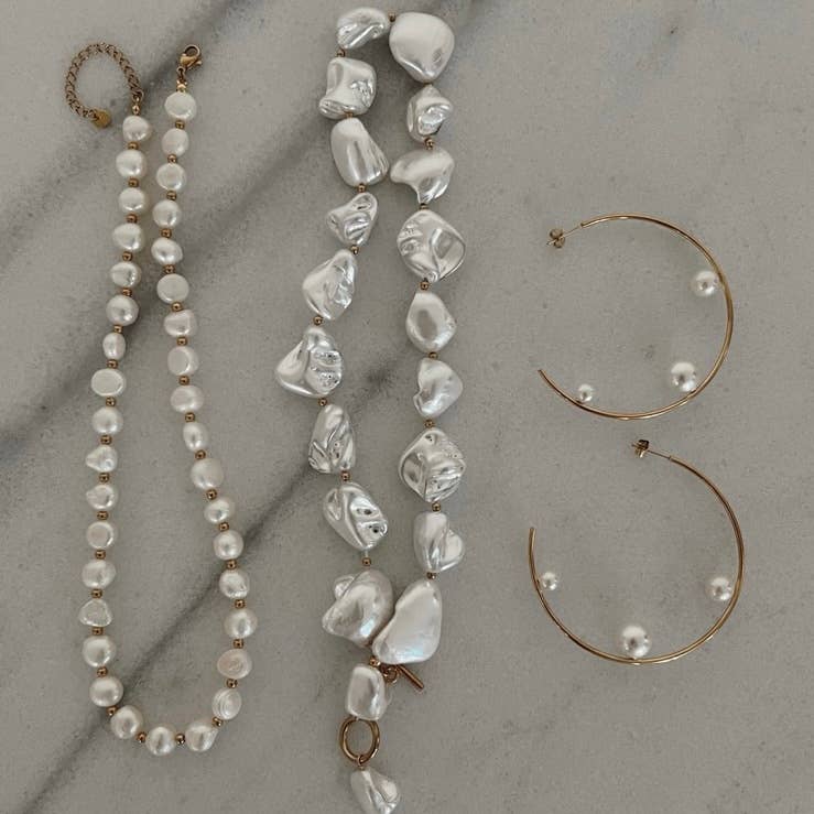 Large Pearl Hoop Earrings Chansuttpearls