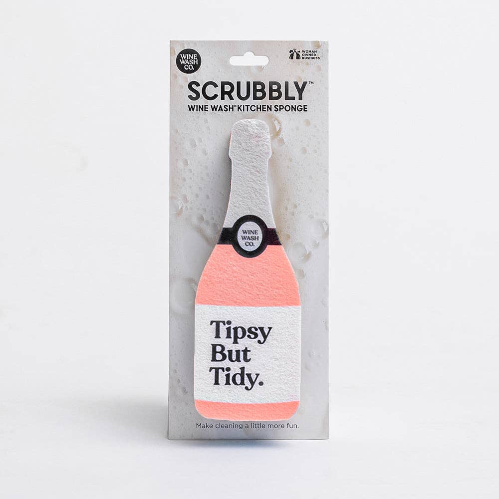 tipsy but tidy peach wine bottle shaped sponge