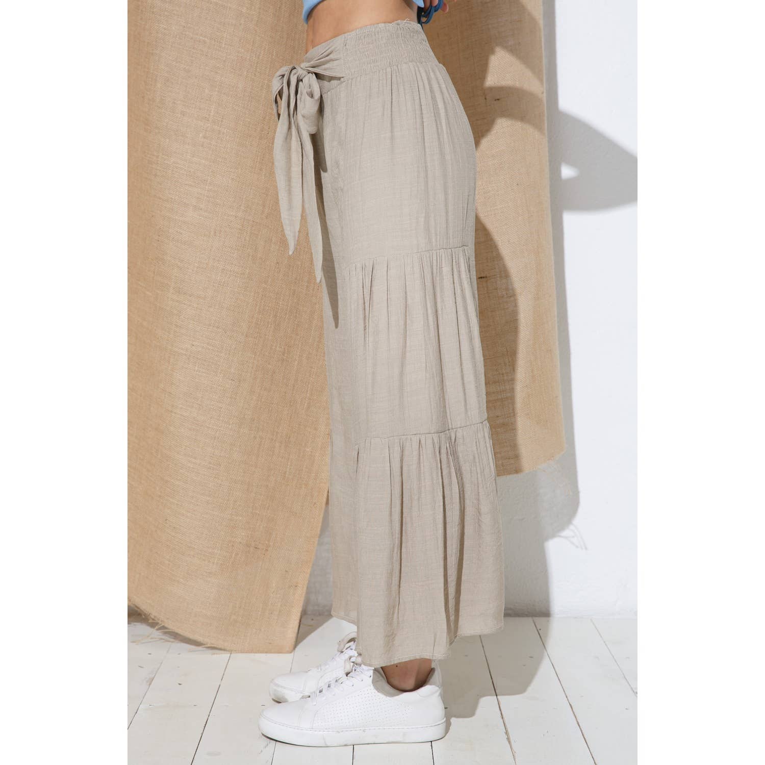 TIERED WIDE- LEG PANTS - Hibiscus & Vine