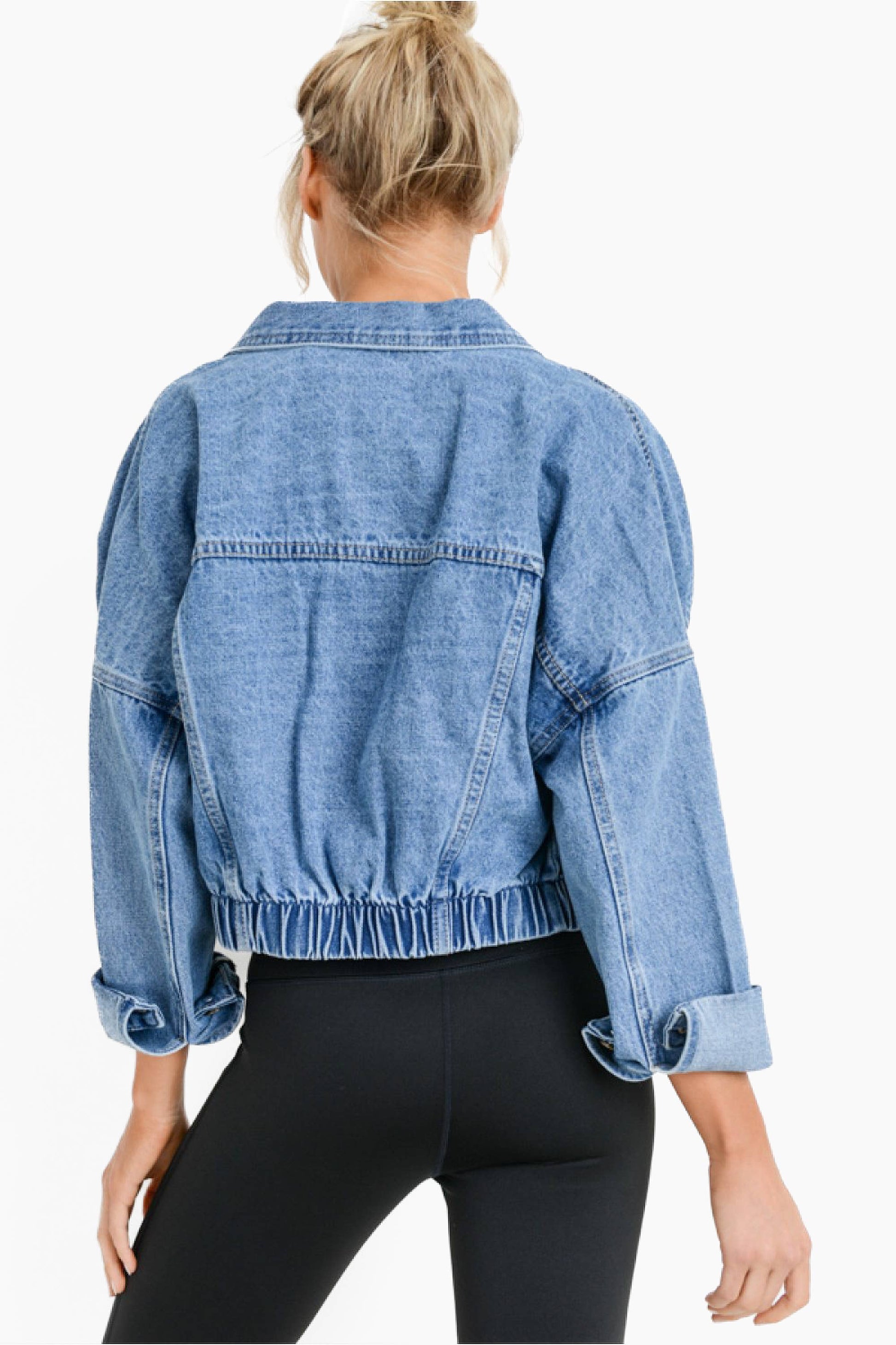 Raw & Ribbed Crop Denim Jacket - Hibiscus & Vine