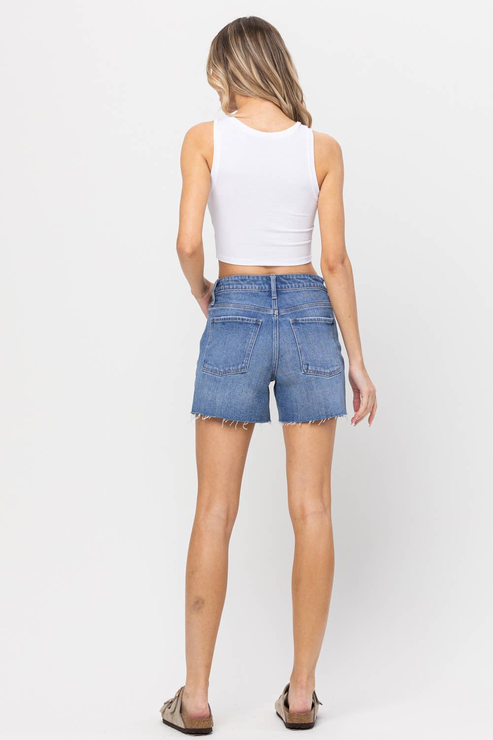 High Rise Mom Shorts - Hibiscus & Vine