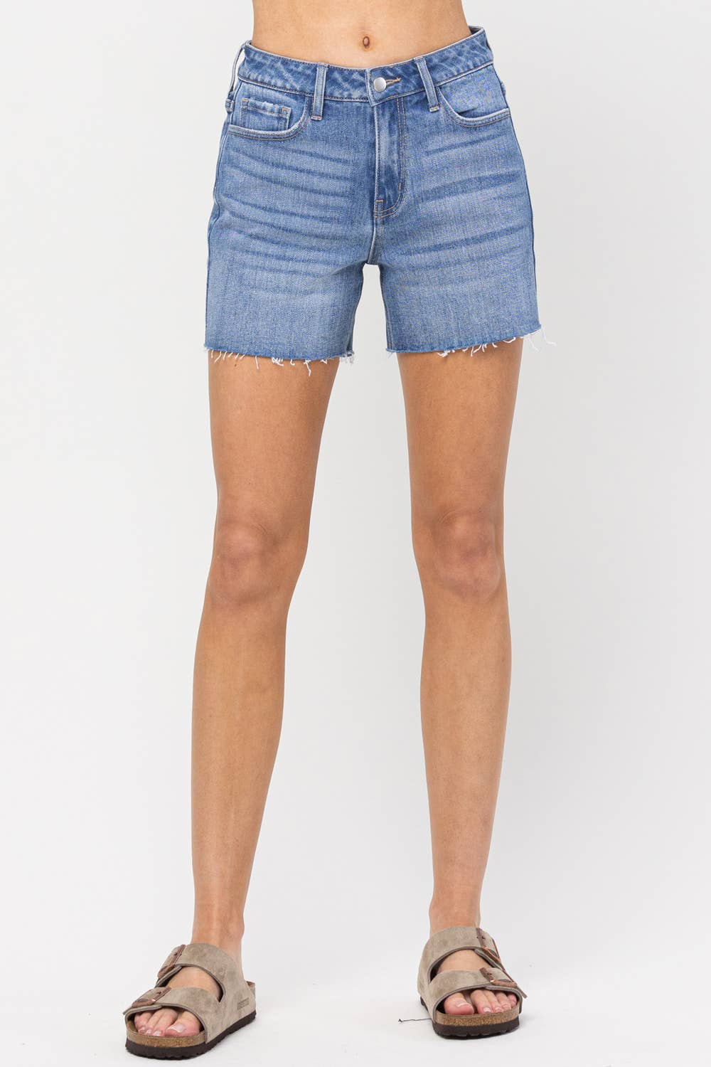 High Rise Mom Shorts - Hibiscus & Vine