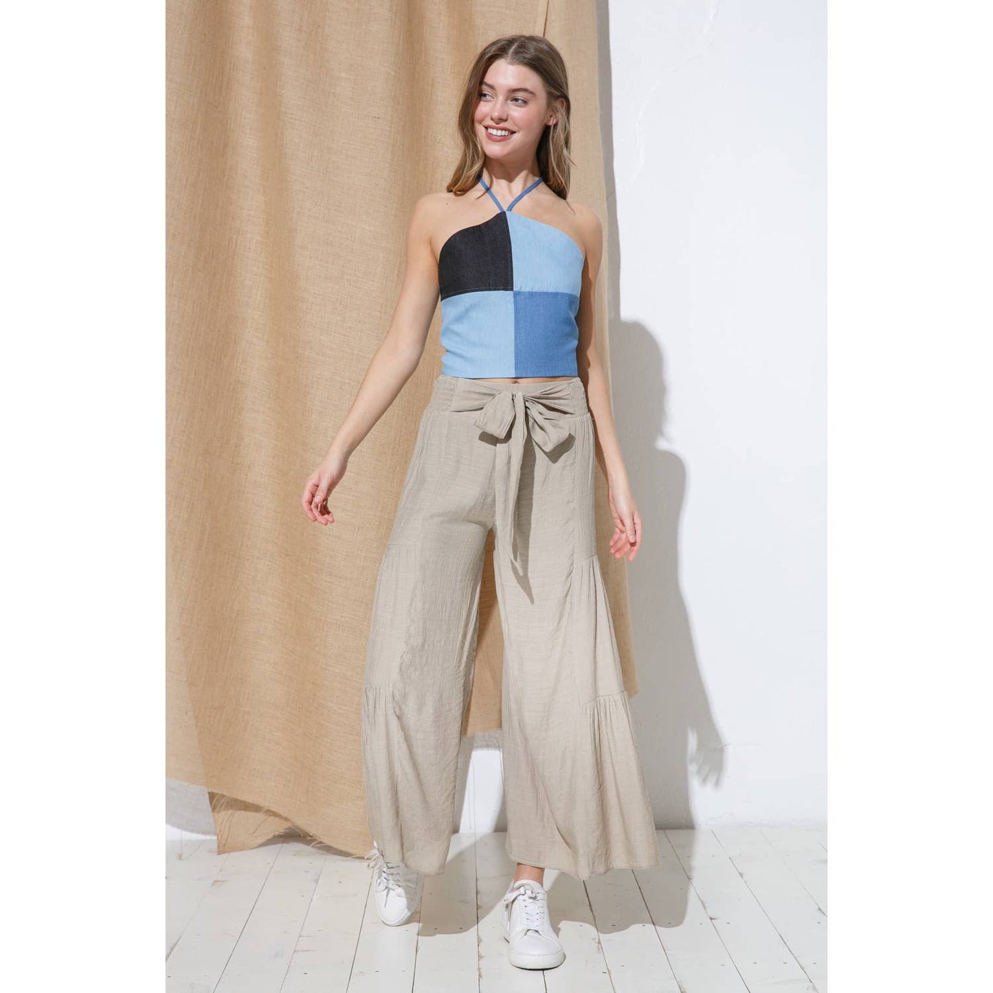 TIERED WIDE- LEG PANTS - Hibiscus & Vine