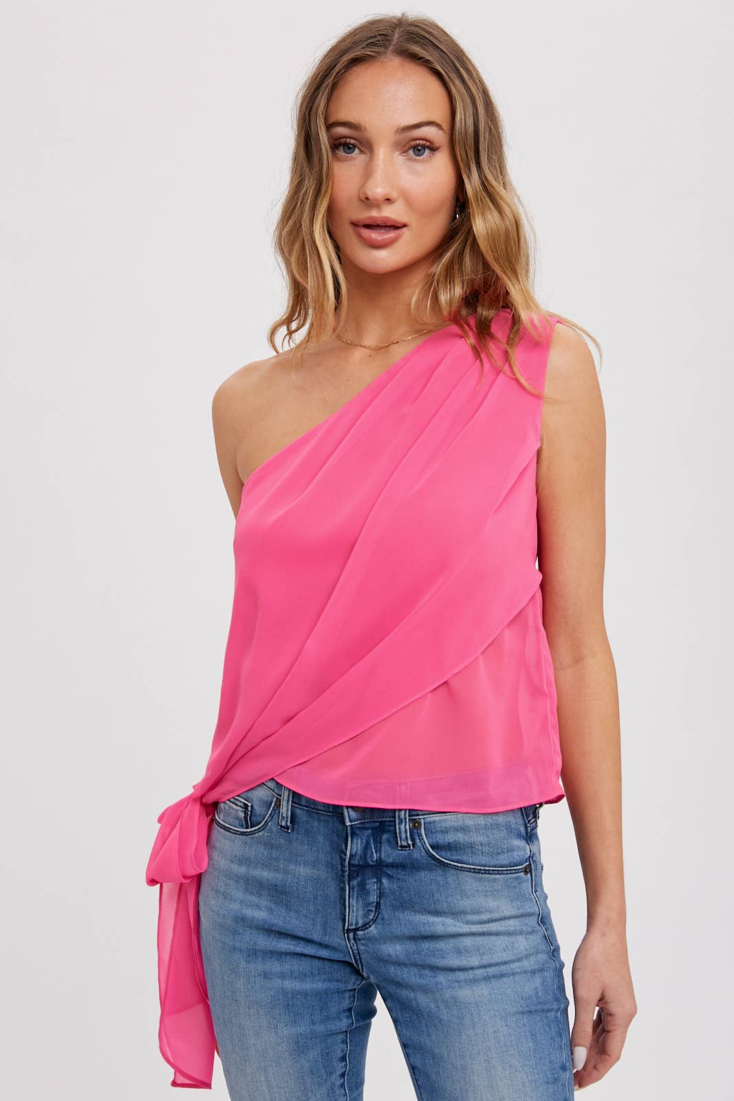 ONE SHOULDER DRAPING TOP - Hibiscus & Vine