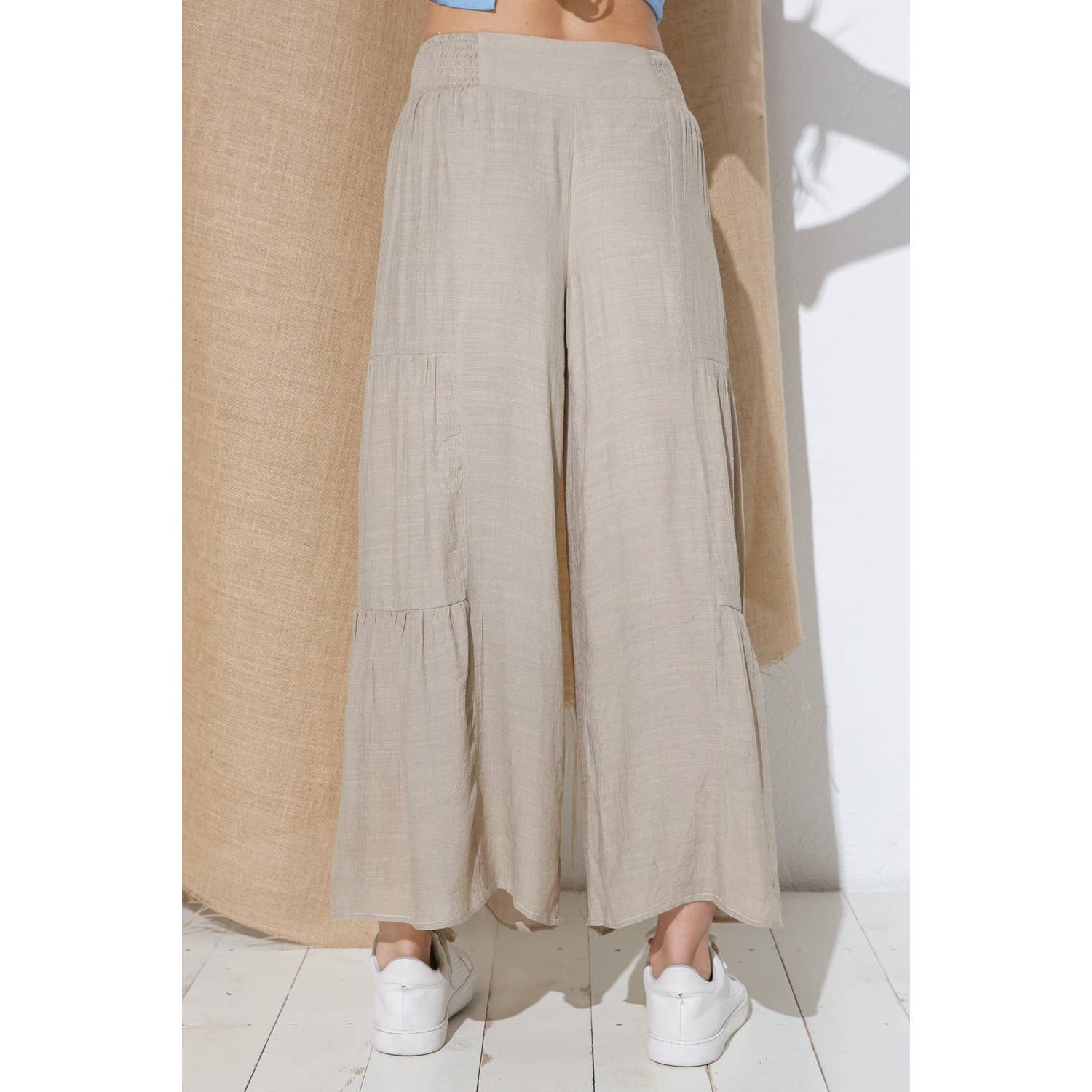 TIERED WIDE- LEG PANTS - Hibiscus & Vine