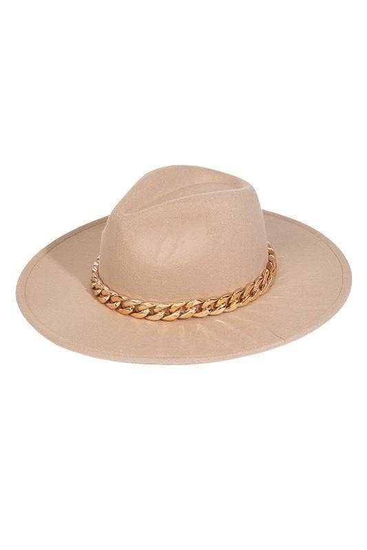 Taylor Chain Band Felt Wide Brim Hat - Hibiscus & Vine