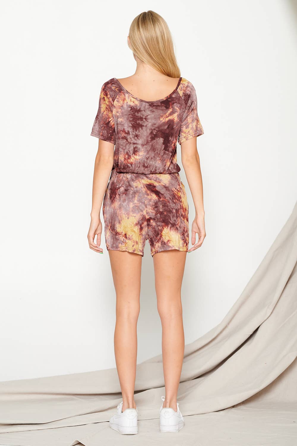 Printed Short Sleeve Romper - Hibiscus & Vine