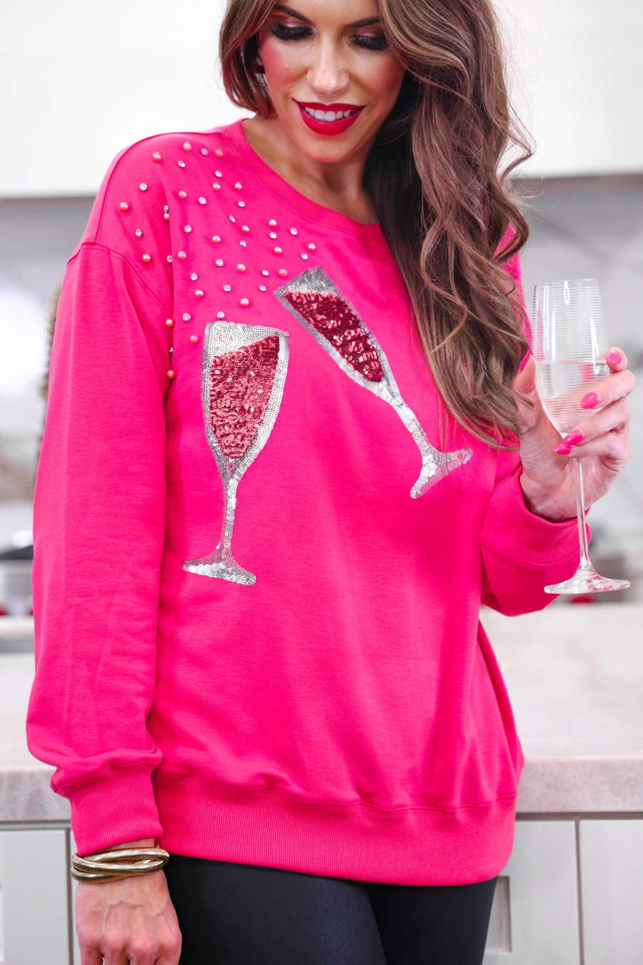 PREORDER-Pop The Champagne Sequin Top