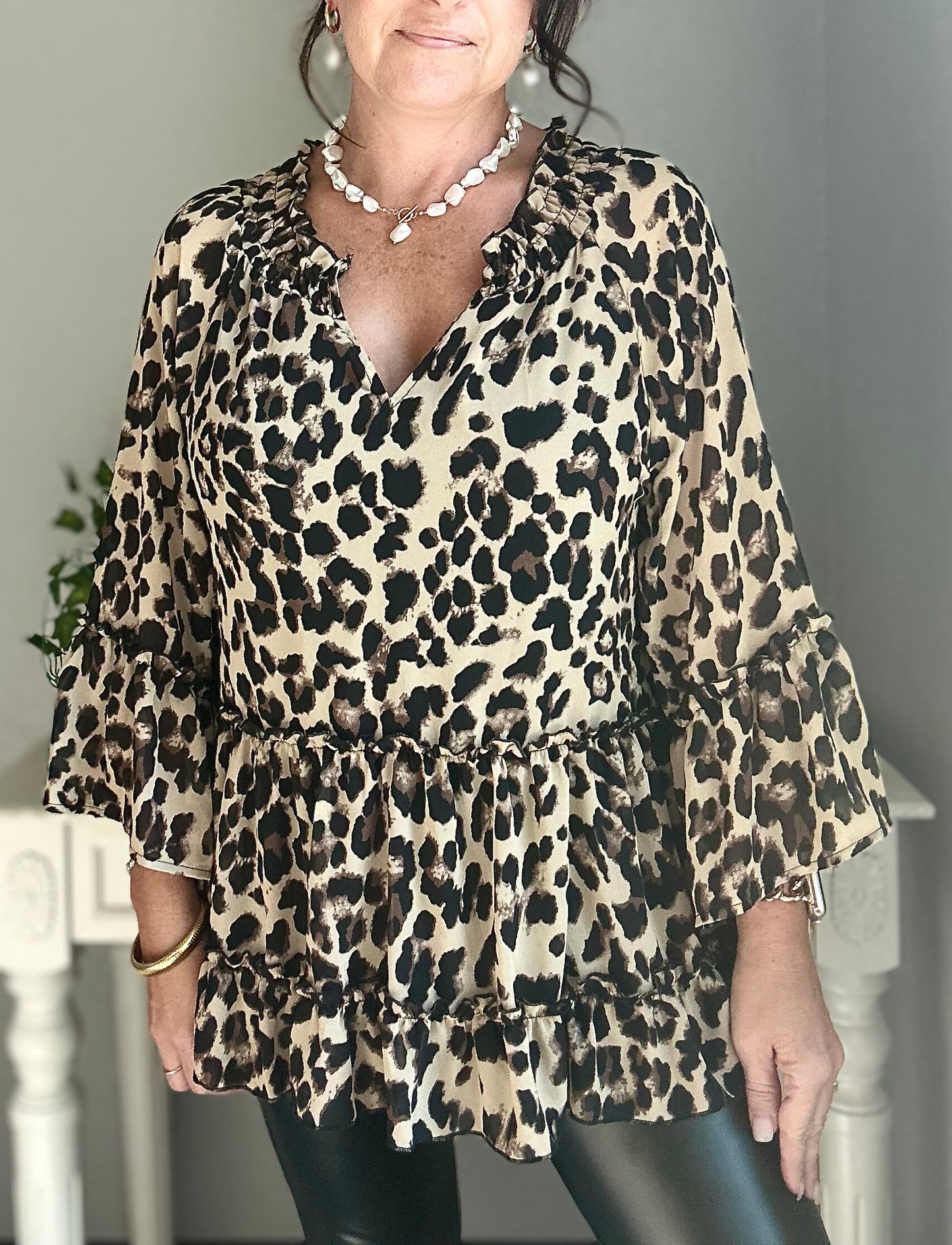 Leopard Chiffon Top