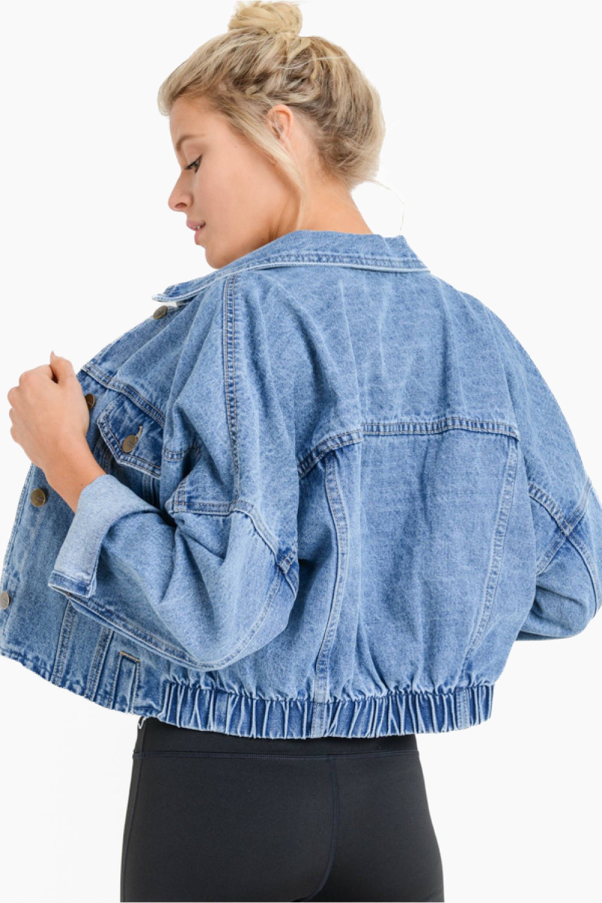 Raw & Ribbed Crop Denim Jacket - Hibiscus & Vine