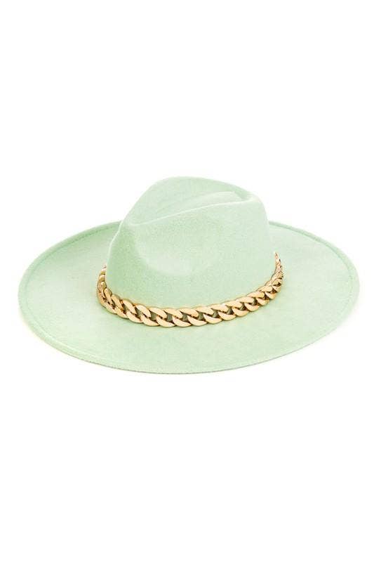 Taylor Chain Band Felt Wide Brim Hat - Hibiscus & Vine