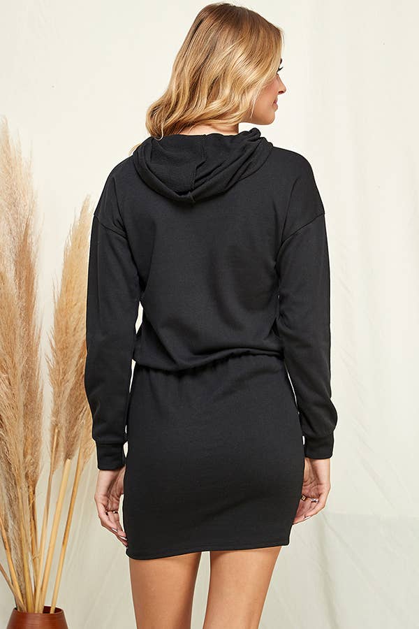 Solid Hoodie Midi Dress