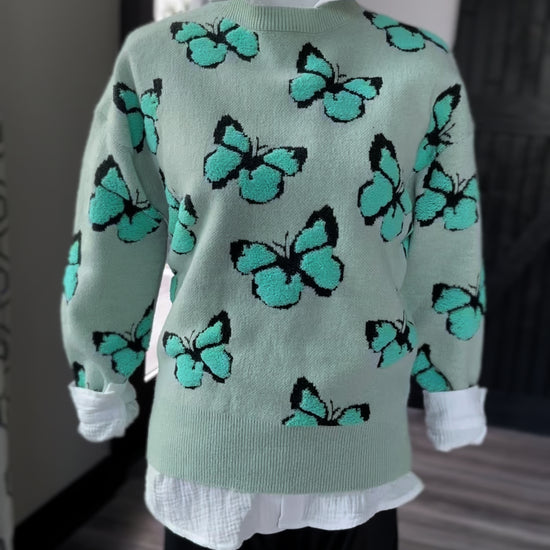 womens sweater with butterflies 