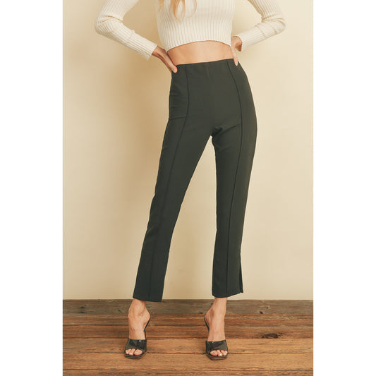 CENTER SEAM DETAIL SIDE SLIT TROUSERS - Hibiscus & Vine